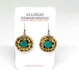Yellow Picasso Bead Stitched Round Earrings