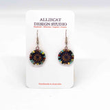 Wire Wrapped Purple Bronze Aster Star Copper Earrings