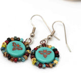 Wire Wrapped Turquoise Copper Bee Copper Earrings