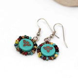 Wire Wrapped Turquoise Copper Bee Copper Earrings