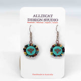 Wire Wrapped Turquoise Copper Bee Copper Earrings