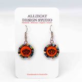Wire Wrapped Orange Bronze Lotus Copper Earrings