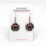 Wire Wrapped Purple Bronze Lotus Copper Earrings