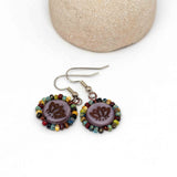 Wire Wrapped Purple Bronze Lotus Copper Earrings