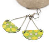 Lemon Lime Recycled Metal Half Moon Dangle Earring