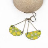 Lemon Lime Recycled Metal Half Moon Dangle Earring