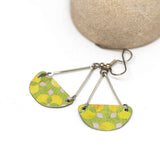 Lemon Lime Recycled Metal Half Moon Dangle Earring