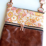 Paisley Pink Brown Vinyl Harper Recycled Cross Body Bag