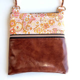 Paisley Pink Brown Vinyl Harper Recycled Cross Body Bag