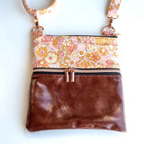 Paisley Pink Brown Vinyl Harper Recycled Cross Body Bag
