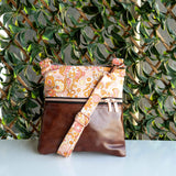 Paisley Pink Brown Vinyl Harper Recycled Cross Body Bag