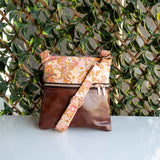 Paisley Pink Brown Vinyl Harper Recycled Cross Body Bag