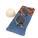 Maroon Floral Denim Soft Glasses Case