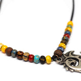 Bohemian Beaded Silver Tone Dragon Necklace