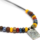 Bohemian Beaded Silver Tone Dragonfly Necklace