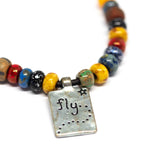 Bohemian Beaded Silver Tone Dragonfly Necklace