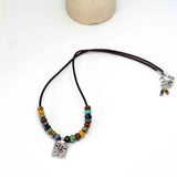 Bohemian Beaded Silver Tone Dragonfly Necklace
