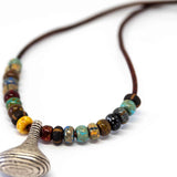 Bohemian Beaded Silver Tone Drop Necklace