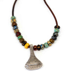 Bohemian Beaded Silver Tone Drop Necklace