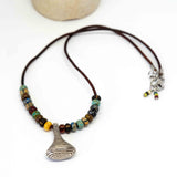 Bohemian Beaded Silver Tone Drop Necklace