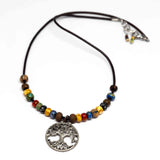 Bohemian Beaded Silver Tone Tree Of Life Necklace