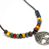 Bohemian Beaded Silver Tone Tree Of Life Necklace