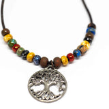 Bohemian Beaded Silver Tone Tree Of Life Necklace