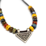 Bohemian Beaded Silver Tone Triangle Necklace