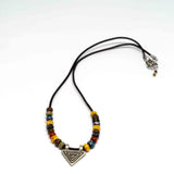 Bohemian Beaded Silver Tone Triangle Necklace