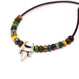 Bohemian Beaded Silver Tone Tribal Pendant Necklace