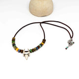 Bohemian Beaded Silver Tone Tribal Pendant Necklace