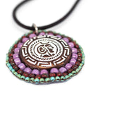 Large Round Purple Turquoise Bead Stitched Stainless Steel Necklace