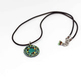Round Turquoise Picasso Bead Stitched Stainless Steel Necklace
