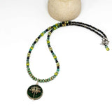 Rustic Green Sparkle Dragonfly Stainless Steel Necklace