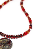 Rustic Red Sparkle Dragonfly Stainless Steel Necklace