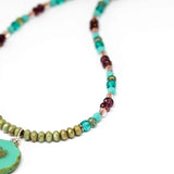 Rustic Turquoise Sparkle Heart Stainless Steel Necklace