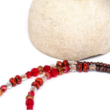Rustic Red Sparkle Sun Stainless Steel Necklace