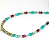 Rustic Turquoise Sparkle Sun Stainless Steel Necklace
