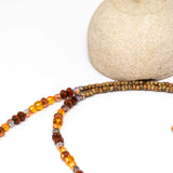 Rustic Orange Sparkle Tree Of Life Stainless Steel Necklace