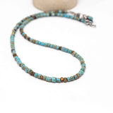 Turquoise Blue Picasso Surfer Stainless Steel Necklace