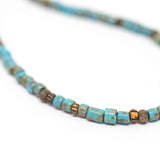 Turquoise Blue Picasso Surfer Stainless Steel Necklace