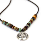 Bohemian Beaded Silver Tone Tree Of Life Necklace