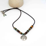 Bohemian Beaded Silver Tone Tree Of Life Necklace