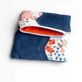 Orange Blue Japanese Embroidery Small Pouch Purse