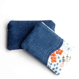 Orange Blue Japanese Embroidery Small Pouch Purse