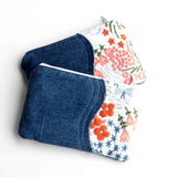 Orange Blue Japanese Embroidery Small Pouch Purse