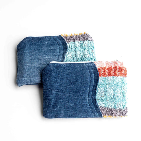 Multi Coloured Striped Small Pouch Purse