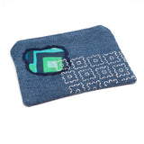 Blue Retro Denim Sashiko Zipper Large Pouch V2