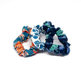 Preloved Fabric Scrunchies - Blue Coral Purple