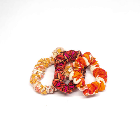 Vintage and Preloved Fabric Scrunchies - Paisley Red Orange